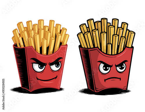 Angry red containers filled with golden French fries