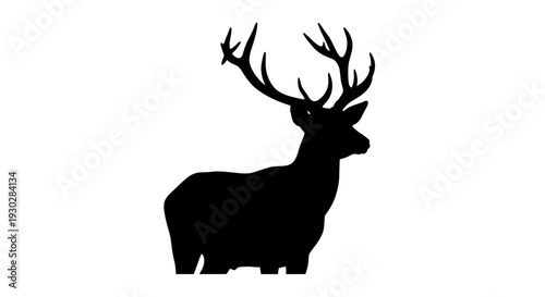 Elk Silhouette with Large Antlers Profile.