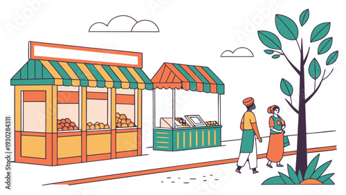Indian Market Street Vector