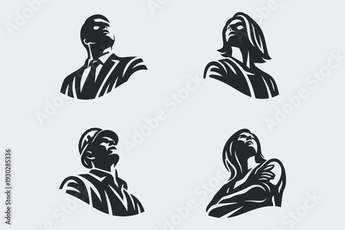 Contemplative Silhouettes Gazing Skyward Towards Bright Future