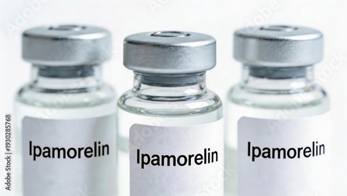 Ipamorelin peptide therapy for longevity and biohacking, three glass vials