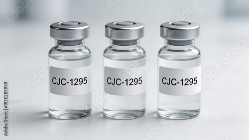 CJC-1295 peptide therapy for longevity and biohacking, three glass vials