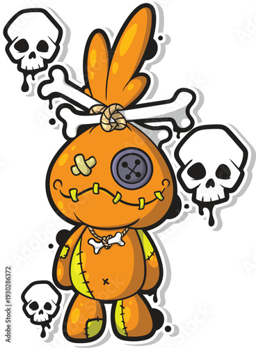 Cute Voodoo Doll Cartoon Vector Illustration