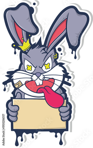 Graffiti Bunny Character Illustration - Urban Street Art Vector Mascot