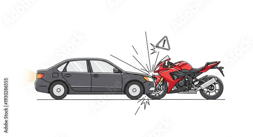 Car and Motorcycle Collision Accident.