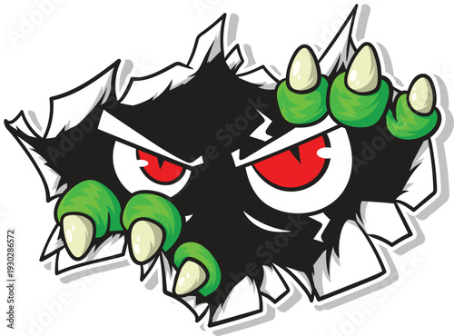 Monster Claws Through Wall Vector Illustration