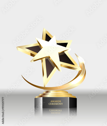 Realistic Golden Star Trophy Award in Vector