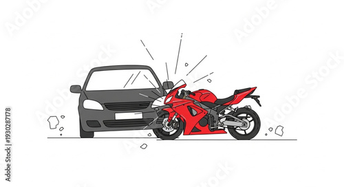 Car and Motorcycle Collision Accident.