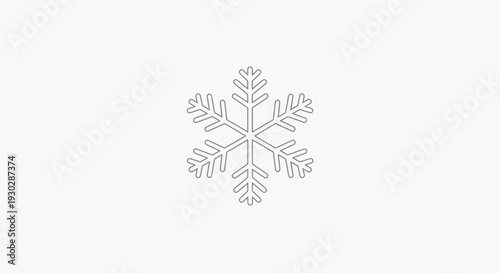 Simple Snowflake Icon Outline on White Background