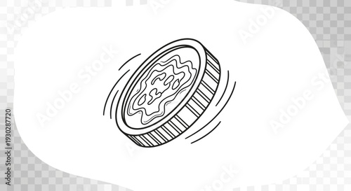 Spinning Coin Illustration: Money, Finance, Luck, and Gambling Concept
