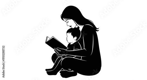 Woman reading to little child.