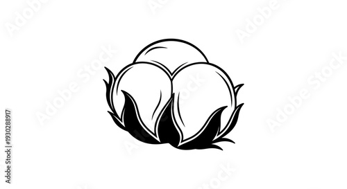 Minimalist Cotton Plant Icon: Simple Line Art of Cotton Boll for Natural Products and Organic Brands