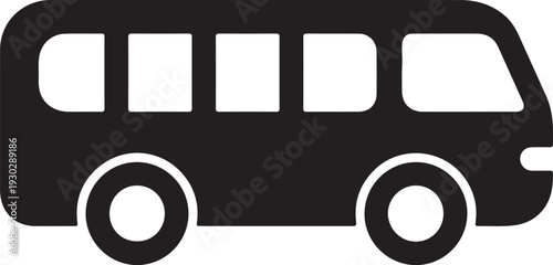 Minibus Vehicle Icon Silhouette Vector for Transport Design