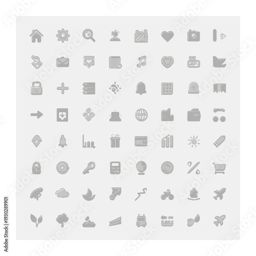 Grayscale Icon Set for Modern User Interfaces