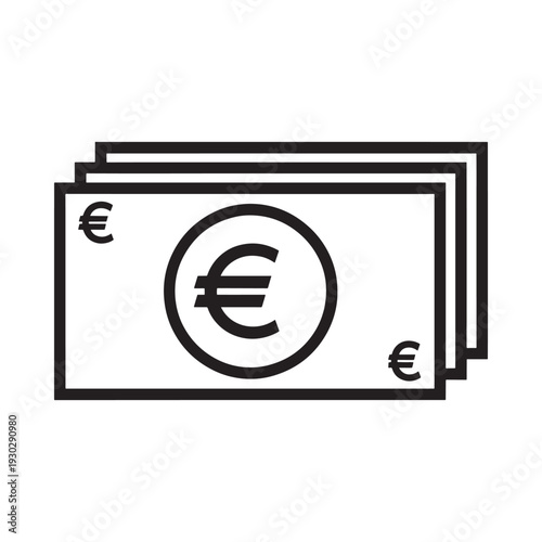 Euro currency banknotes with euro symbol on white background