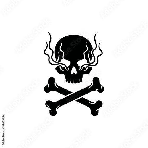 Black Skull and Crossbones Toxic Hazard Symbol