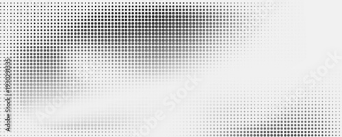 Grunge halftone gradient background. Faded dotted grit noise texture. Black and white rasterized sand wallpaper. Retro pixelated bitmap backdrop. Aged anime or manga comic grain overlay. Vector