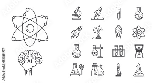 Science and technology icons for innovative projects and presentations