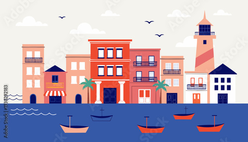 Minimal Coastal Skyline Illustration