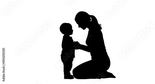 Mother and child silhouette profile.