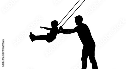 Man pushing little girl on swing.