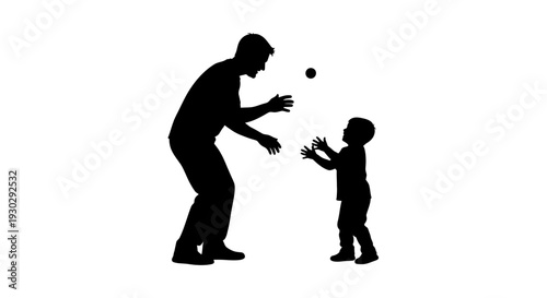Silhouette of man and little boy.