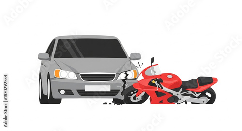 Car and Motorcycle Side View.