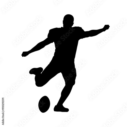 Dynamic soccer player kicking ball in action