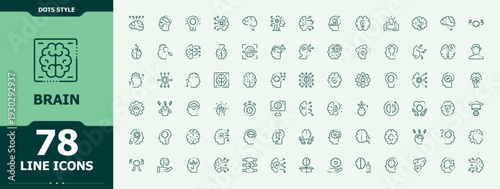 Brain icon set. Contains such icons as mental, mind, intelligence, head, psychology and more. Head icon. Vector outline icons collection. Art and illustration.
