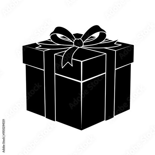 Elegant black gift box with ribbon bow, perfect for celebrations