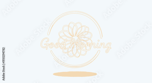 Good Morning Floral Emblem with Soft Pastel Colors and Gentle Shadow