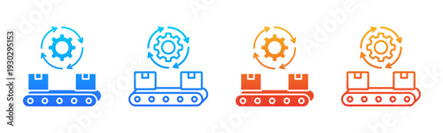 Conveyor Belt icon sheet multiple style collection