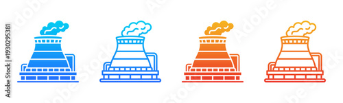 Cooling Tower icon sheet multiple style collection
