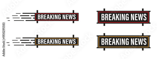 Professional Breaking News Graphic Banners with Motion Blur and Static Rectangular Designs for Journalism, Media Broadcasting, and Live Report Titling
