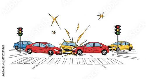 Car Crash Accident Collision Scene.