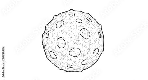 Cratered Asteroid or Moon Surface Texture - Hand Drawn Illustration