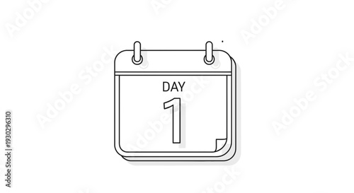 Day 1 Calendar Page Icon - First Day, Beginning, Start, Planning, Schedule, New Beginning