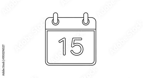 Calendar Icon with Number 15 - Simple Line Art for Planning and Dates