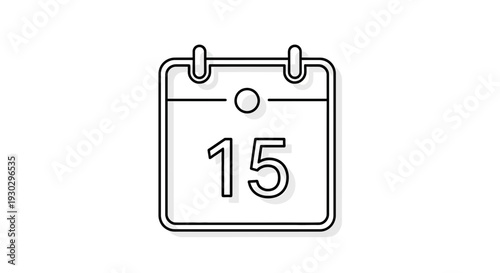 Calendar Icon with Number 15, Minimalist Design, Date Reminder, Planning