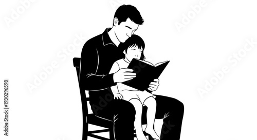 Man Reading to Little Child.