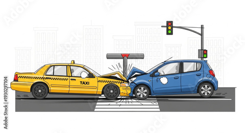 Car Crash Accident on Roadway.