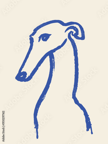 Greyhound dog naive brush sketch vector illustration