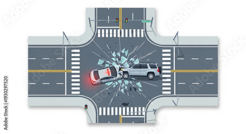 Car Crash at Road Intersection.