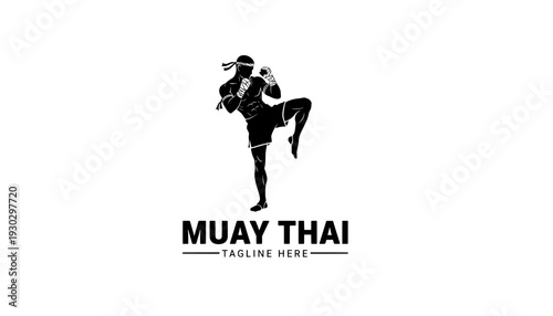 Muay Thai logo with fighter silhouette

