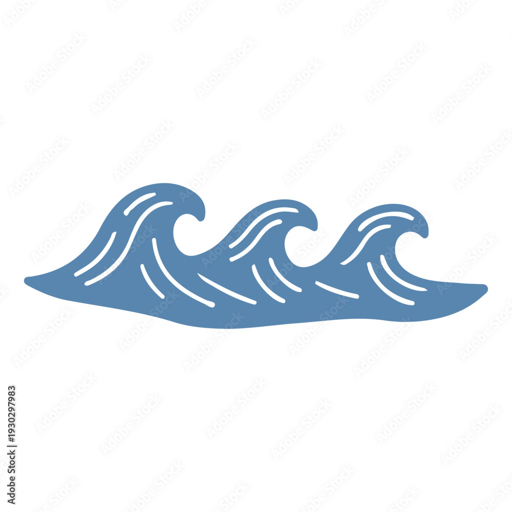 Obraz premium Simple Blue Ocean Waves Icon