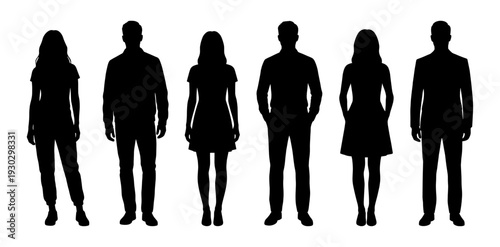 Man and woman silhouette set in casual and business attire
