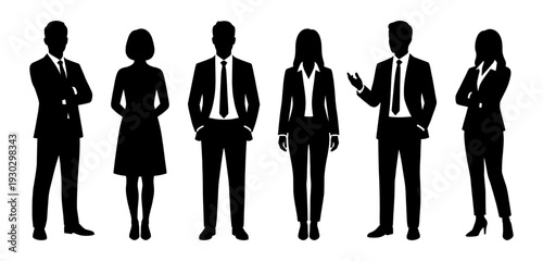 Businessman and businesswoman silhouette set in professional suit