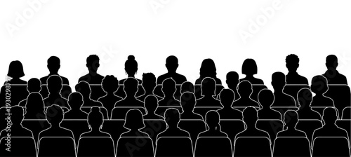 Audience silhouette in cinema or theater rows