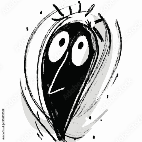 A vector icon illustration of a shocked face with a wide-eyed expression