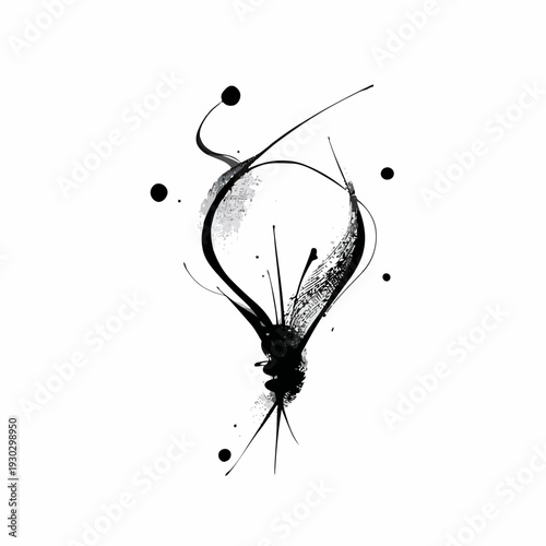 Vector icon illustration of a lightbulb with creative artistic design elements